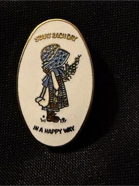 Vintage Holly Hobbie Enamel Pin Brooch BlueGirl American Greetings